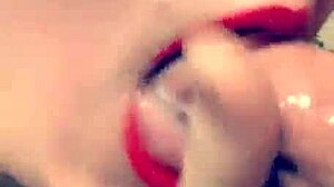 Close-Up Milf Spitting and Sloppy Deepthroat Sucking