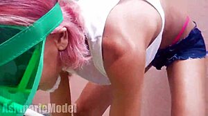 a very hairy carwash putimoda 2 1 with wet pussy and barefoot legs outdoors