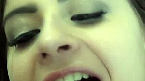 brunette babe gives bj and takes anal pounding in public restroom pov 😏