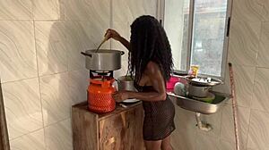 pussy squirting wildly in the kitchen action