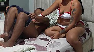 Big ass brunette nurse costume lets stepbrother fuck her