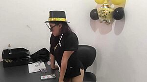 New Executive Moans Loudly Testing Anal Plug Gift From Boyfriend In Office