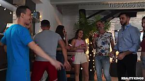 party slut takes anal creampie from hungarian guy in heels during european reality kings session