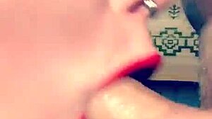 Close-Up Milf Spitting and Sloppy Deepthroat Sucking