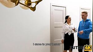 Tutor4k brunette lærer skal kneppe med ny stud, der blev liderlig