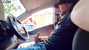 guy masturbates in car publicly while watching hot girl at the bus stop