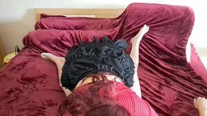 Blowjob from cute babe making my dick super hard in bedroom.