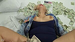 blonde screams while punishing pussy and ass for millions in cash exchange