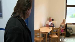 perky blonde fucks hard at work with riding cumshot orgasm