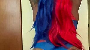 Spider girl does shabrim cosplay with striptease.