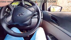 guy masturbates in car publicly while watching hot girl at the bus stop