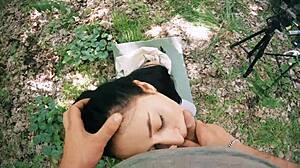 POV BTS freeuse šamaranje na repiću brineta tokom meditacije - ogroman free use facial