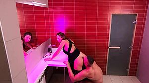 hidden cam captures intense fucking with strangers in public toilet at night club