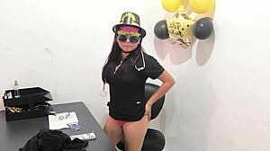 New Executive Moans Loudly Testing Anal Plug Gift From Boyfriend In Office