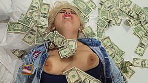 blonde screams while punishing pussy and ass for millions in cash exchange