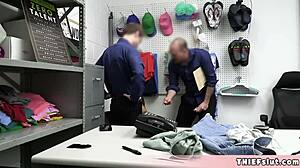 Cute Brunette Teen Dania Starts Her First Day as Rookie Mall Cop With Petite Ass and Small Tits in FFM Threesome