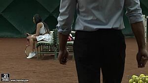 Anissa Kate Enjoys Steamy Anal Action On Tennis Court With Tight Asshole Stretched