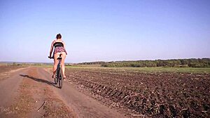 Girl In School Uniform Rides Bike With Upskirt White Panties Exposed!