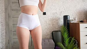 Brunette Teen Amateur Wets Panties in Desperate Standing Pee Fetish