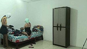 Housewives desperate for sex start massage therapy with ebony roommate flashing ass in dorm