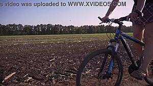 Girl In School Uniform Rides Bike With Upskirt White Panties Exposed!