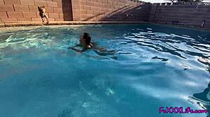 Pool Side Blowjob in 4K with TheFoxxxLife POV Featuring Big Tits Blonde Babe Squirting and Monster Cock Action