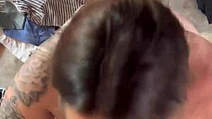 Blonde Slut Sucks Friend's Cock At Work Until He Covers Her Face In Cum With Big Natural Tits Bouncing