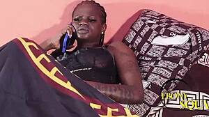 Hey this horny lonely black ebony chick gets fucked by delivery boy in homemade first time with fat ass worshiping and narrow ass action.