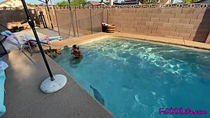 Pool Side Blowjob in 4K with TheFoxxxLife POV Featuring Big Tits Blonde Babe Squirting and Monster Cock Action