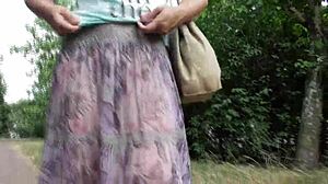 hairy mature in transparent dress flashing