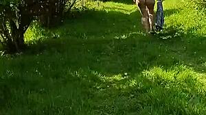 Naughty Housewife Strips Naked In Public Garden