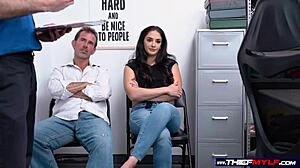 Sexy milf turns out to be a shoplifter with big tits willing to be penetrated with all due justice by the security guards hard cock www thiefmilf com