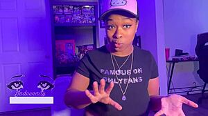 She explores squirting orgasms with her hammer toy in this ebony masturbation review video