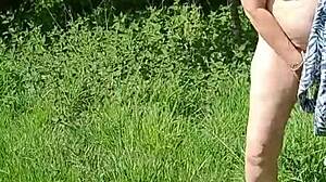 Naughty Housewife Strips Naked In Public Garden