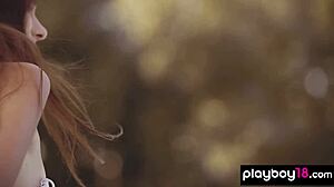 petite teen katrine pirs strips down and poses naked by the outdoor pool