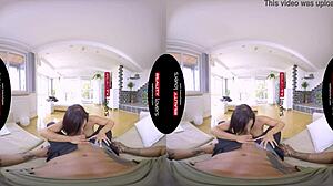 i love how my european wife rides me in cowgirl, giving blowjob and spooning in vr reality.