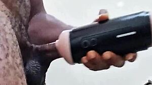 Girlfriend Absent So Solo Cock Help In Bathroom With Huge Toy