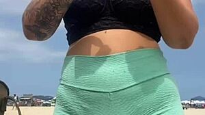 The young guy hadn't even fucked her swollen pussy yet when he suggested bringing a friend to join them on the beach for more.