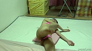 Skinny Japanese Babe With Cameltoe Micro Bikini G-string Wedgie