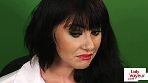 British CFNM voyeur watches and gives jerk off instructions in office setting.