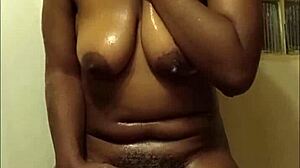 Drippythicklys Wet Ebony Big Ass and Tits in Shower Play Dripping Pussy