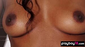 Skinny Ebony Ballerina Jahla Pope Teases With Shaved Pussy Striptease During Daily Workout Undressing