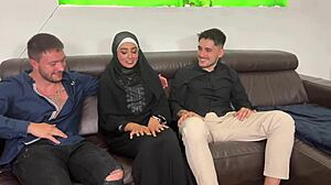 Aaliyah Yasin experiences her first double penetration in a hardcore threesome while wearing a hijab.