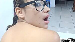 stepsister turns 18 and begs for her first porn video with creamy pussy anal creampie action.