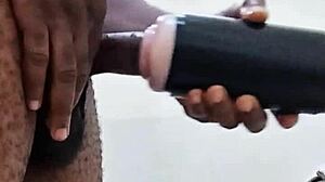 Girlfriend Absent So Solo Cock Help In Bathroom With Huge Toy