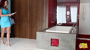 hot redhead milf comes home to lick out naughty skinny 18+ slut's pussy with fingering and kissing action