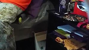 I catch my stepmom sneaking peeks at my fat big black cock