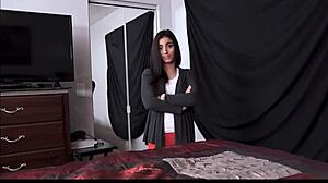 latina teen 18+ jasmine vega earns good grades then bends over for taboo interracial pov sex with step daddy in bedroom