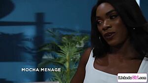 Ebony Lesbian MILF Couple Fiercely Licks White Stepdaughter's Pussy