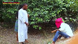 This bbw kings wife gets fucked by two big cock pornstars in the bush with creampie